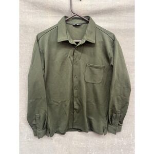 Coofandy Shirt Mens Medium Green Long Sleeve Button Up Pocket Polyester Casual